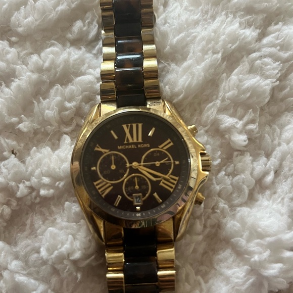 Michael Kors tortoise brown and gold watch Bradshaw oversize large - Picture 2 of 4